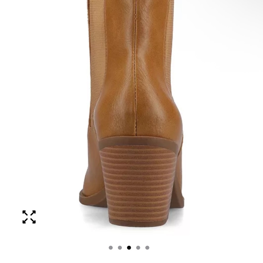 Journee Collection Tan Heeled Boots - Picture 3 of 5